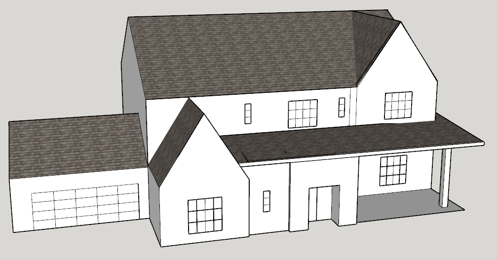 New front elevation, 3D view from the street