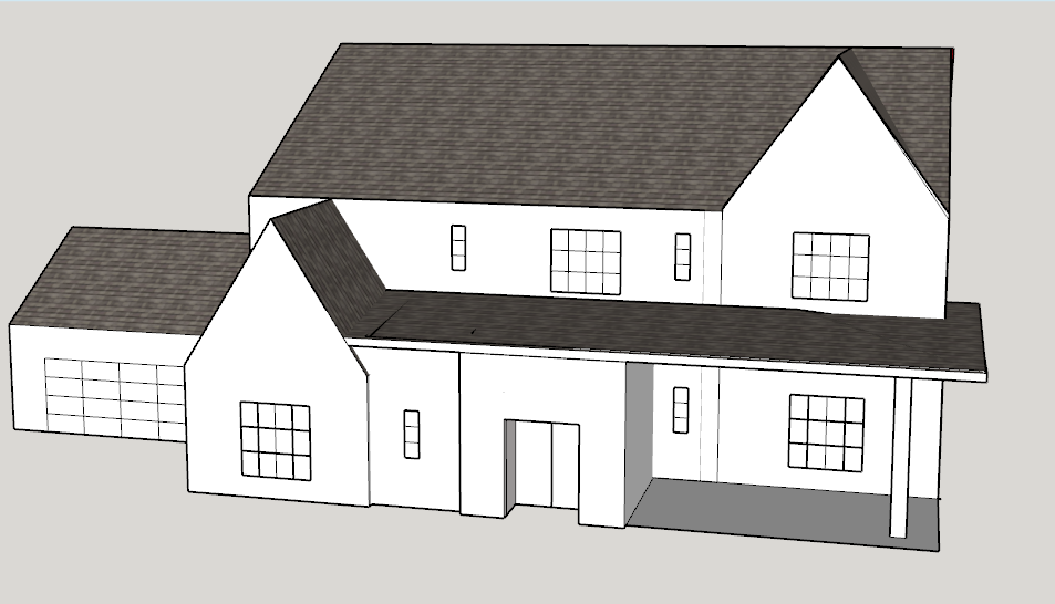 New front elevation, oblique 3D view