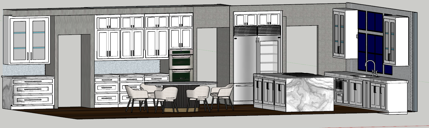 Kitchen, cutaway 3D — straight on