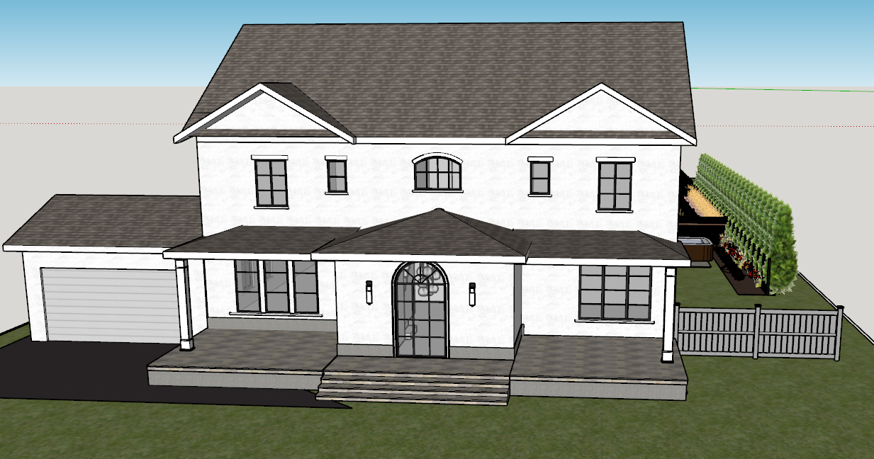 Earlier scheme — front elevation, 3D view
